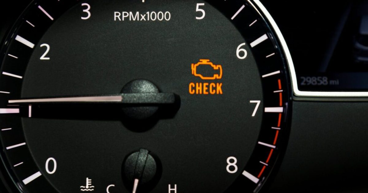 check engine light on vehicle dashboard